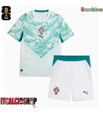 Portogallo Seconda Maglia Bambino Mondiali 2026 Manica Corta (+ Pantaloni corti)